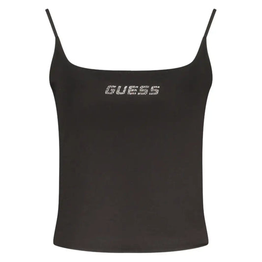 Sort guess jeans black kvindelig bomuldstanktop med skinnende logo