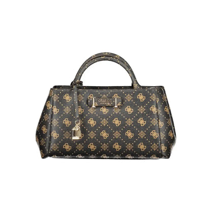 Sort Guess Jeans Marrone Poliuretano kvinders taske i sort med guldmonogram