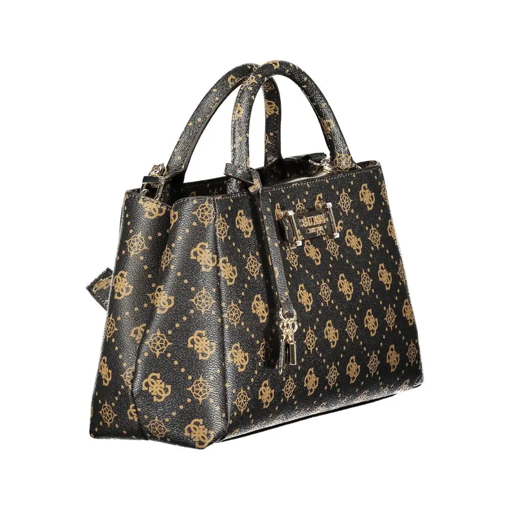 Sort Guess Jeans Marrone Poliuretano kvinders taske med sort design og guld-logo