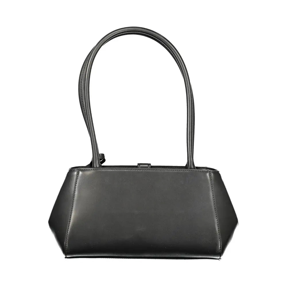 Sleek Guess Jeans nero poliuretano donna shoulder bag in black leather with curved handles