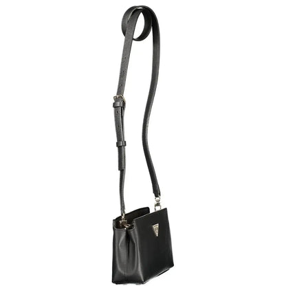 Sleek Guess Jeans Nero Poliuretano crossbody bag in black leather with silver triangular logo
