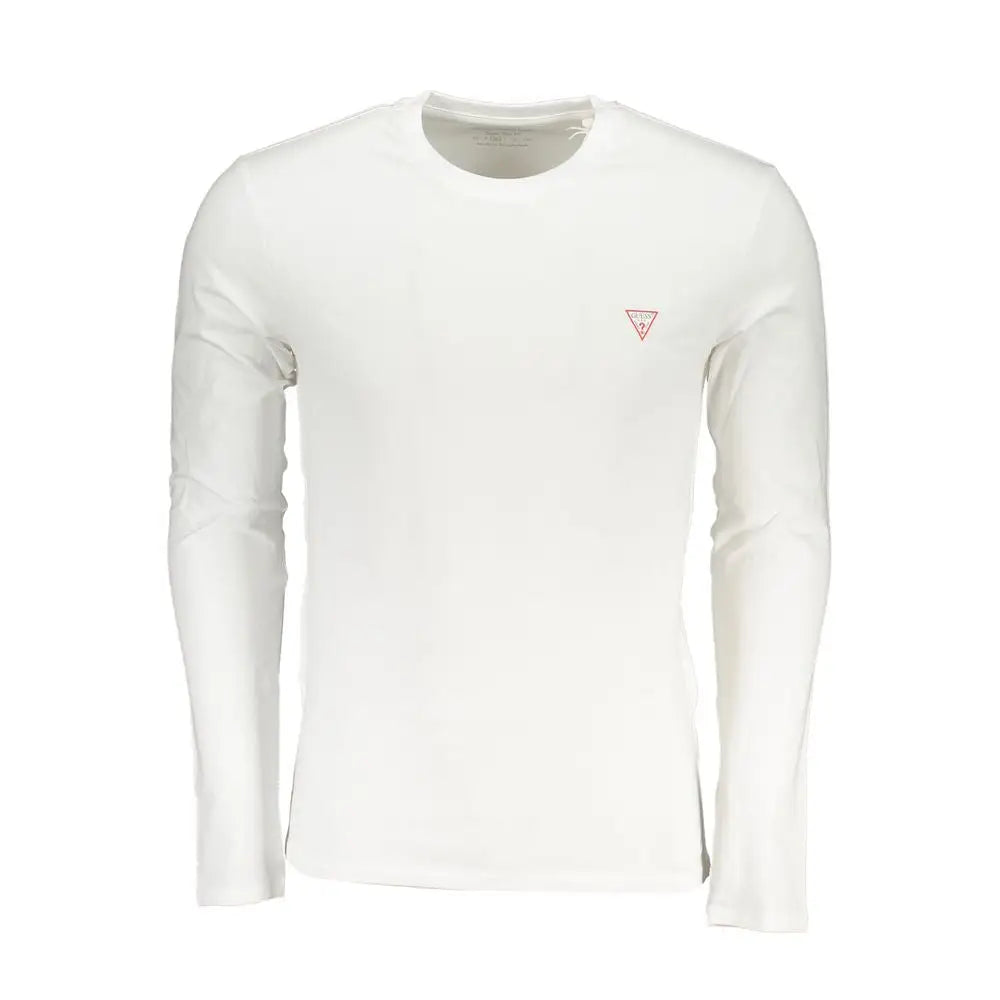 Hvid langærmet Guess Jeans T-shirt med rødt logo, 100% original