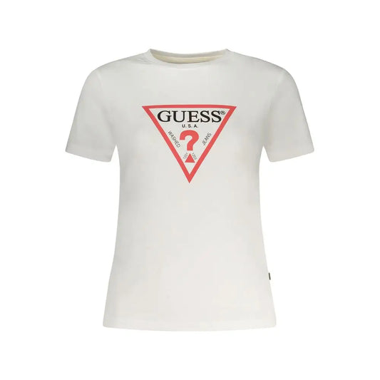 Guess jeans white organisk bomuld kvindet-shirt med rødt trekantlogo