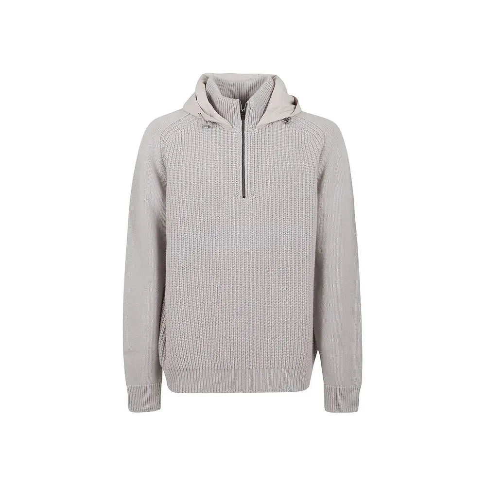Herno Gray Wool Hoodie - IT50/L - Hoodies