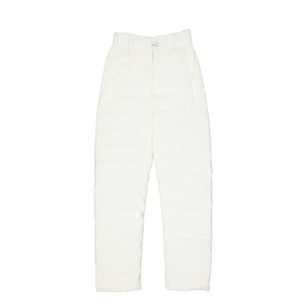 Herno white polyamide quilted puffer pants, high waist, button closure