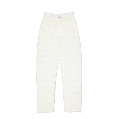 Herno white polyamide quilted puffer pants, high waist, button closure