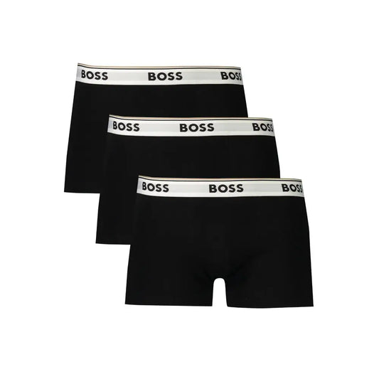 Hugo Boss sorte sort shorts i sort bomuld, sort med hvid elastik og logo
