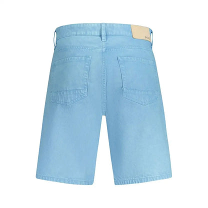Hugo Boss lyseblå denim shorts med beige label, 100% originale brands
