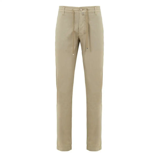 Jacob Cohen beige cotton casual pant med snørebånd og koniske ben