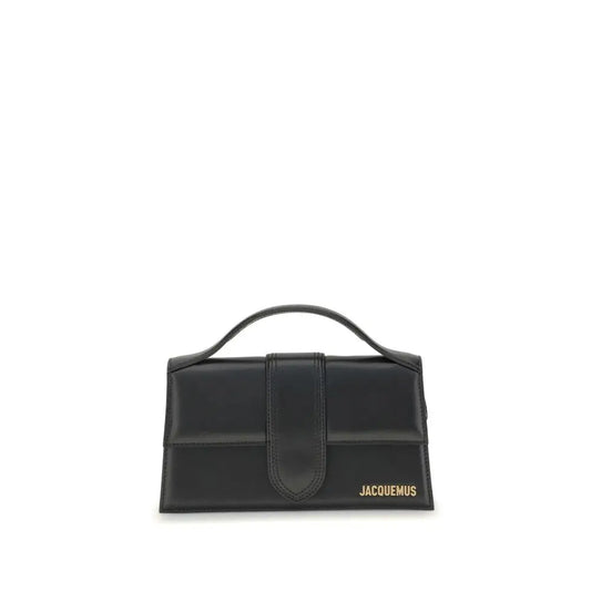 Jacquemus black calf leather Bos Taurus håndtaske med minimalistisk design og guldtonet branding