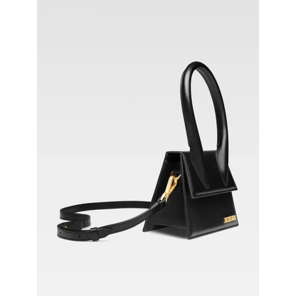 Jacquemus black leather Le Chiquito moyen bag med guld hardware
