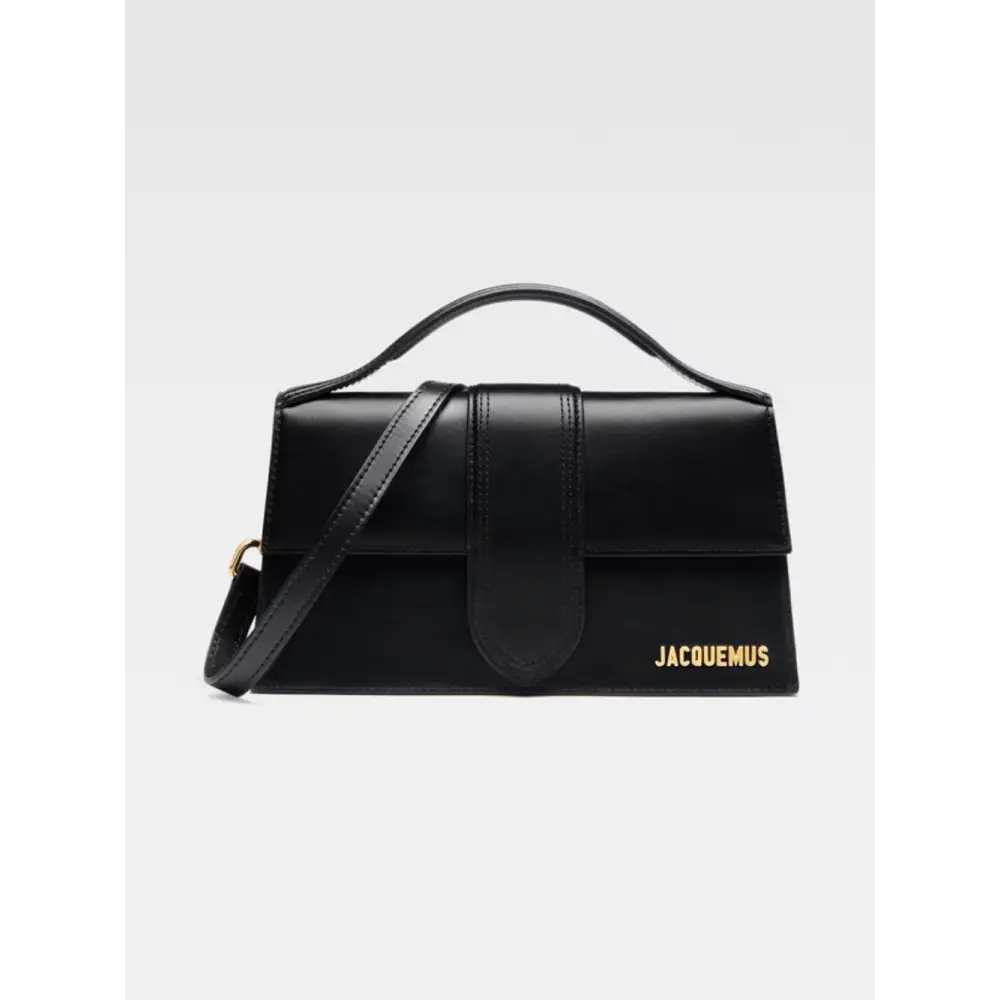 Jacquemus black leather Le Grand Bambino handbag with gold-tone branding