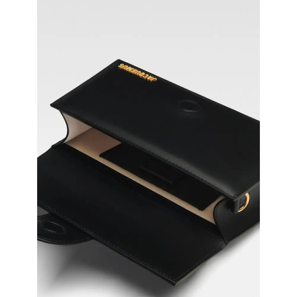 Jacquemus black leather Le Grand Bambino handbag with gold hardware