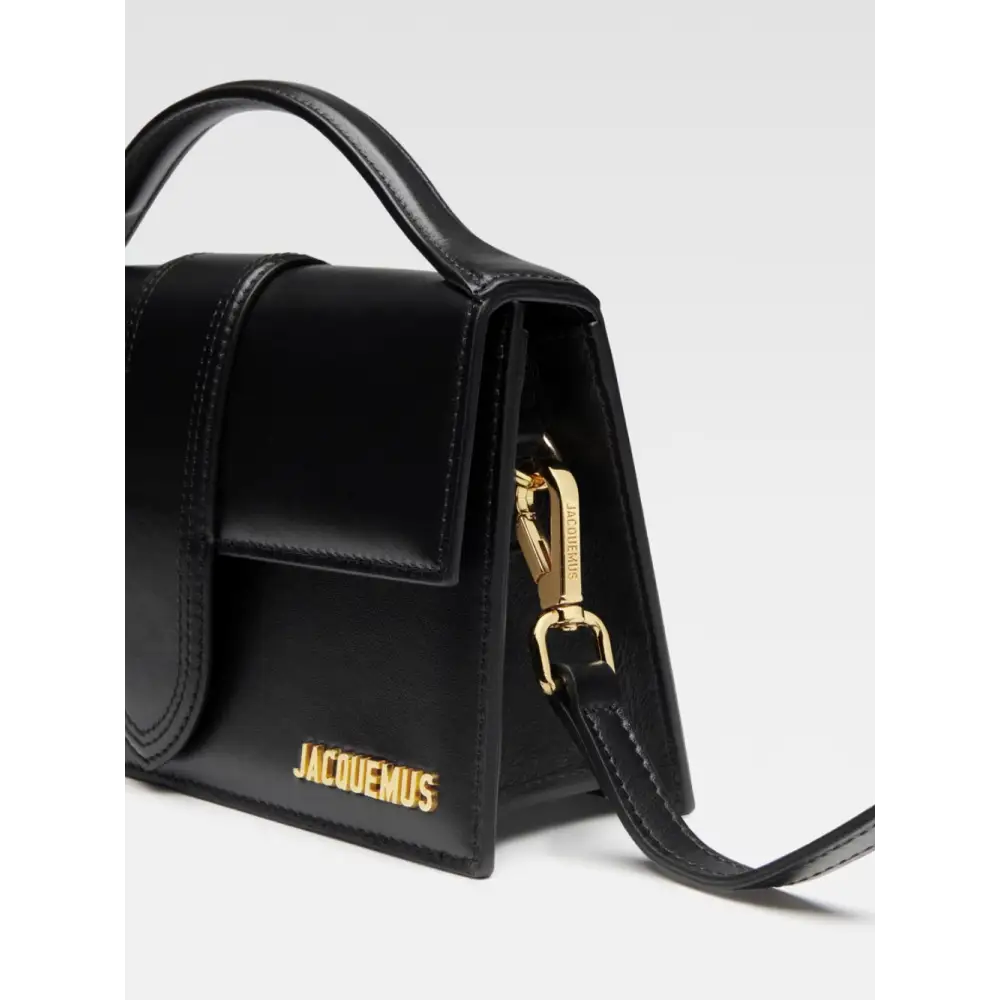 Jacquemus black leather Le Grand Bambino handbag with gold hardware