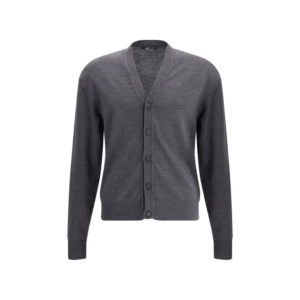 Sleek Jacquemus gray merino wool cardigan med heathered tekstur og knapper