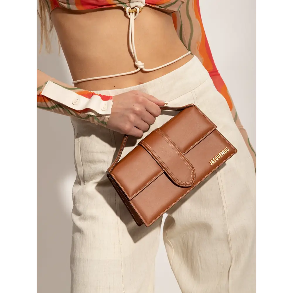 Jacquemus light brown Le Grand Bambino tan leather clutch bag