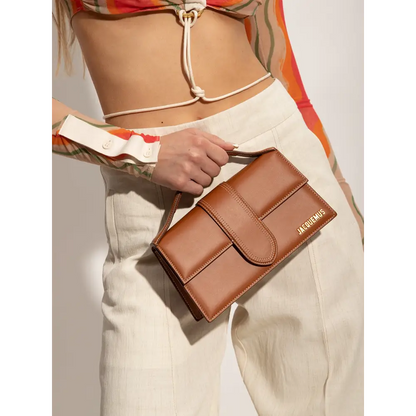 Jacquemus light brown Le Grand Bambino tan leather clutch bag