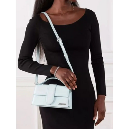 Jacquemus Grand Bambino lys blå læder crossbody taske, 100% original