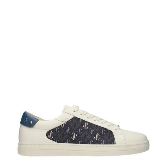Hvide Jimmy Choo low-top sneakers i beige læder med navy panel