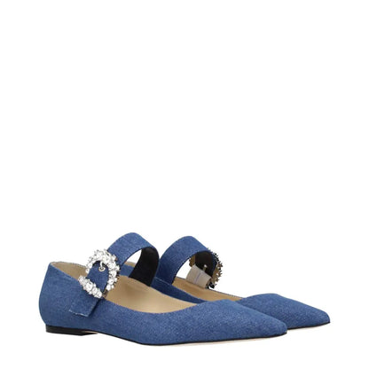 Jimmy Choo Blue Fabric Ballet Flats - Ballerinasko