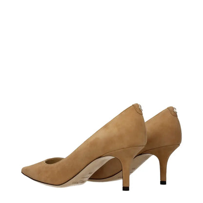 Jimmy Choo tan suede pointed toe stiletto pumps, 100% originale brands