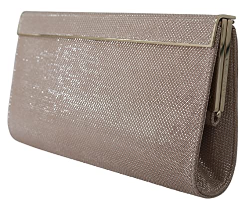 Jimmy Choo Cayla clutch med rosa mesh og metalramme set skråt forfra