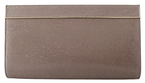 Jimmy Choo Cayla rosa glitterclutch med metalramme set forfra