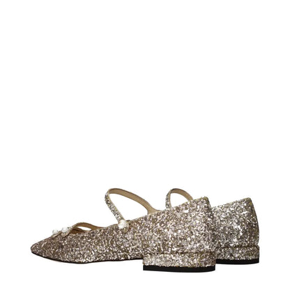Glitrende sølv Mary Jane flade med perledekor, Jimmy Choo pink plastic ballet