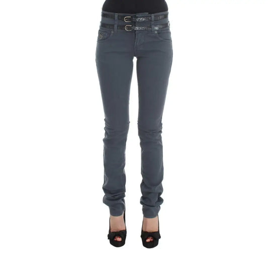 John Galliano Blue Cotton Blend Slim Fit High Waist Jeans