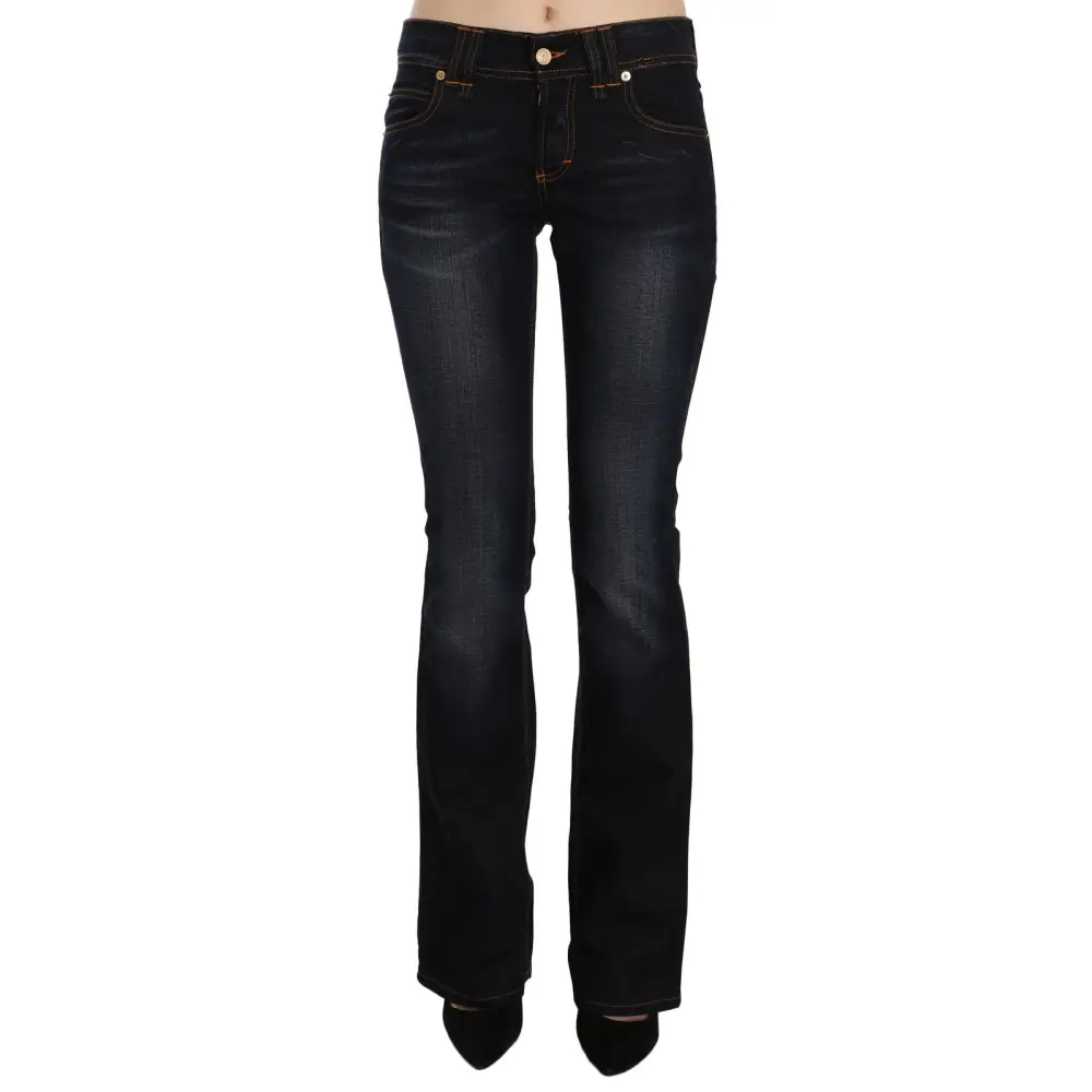 John Galliano Blue Washed Mid Waist Regular Leg Boot Cut Denim Jeans - Jeans