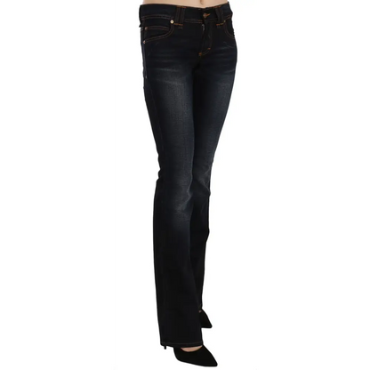 John Galliano Blue Washed Mid Waist Regular Leg Boot Cut Denim Jeans - Jeans