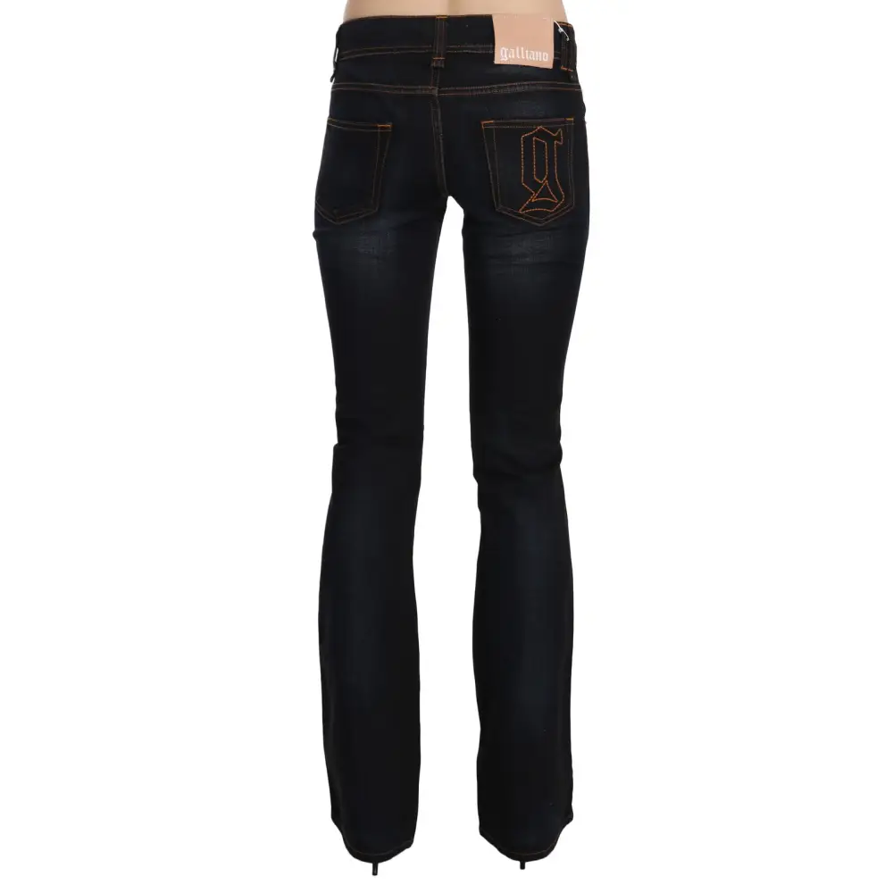 John Galliano Blue Washed Mid Waist Regular Leg Boot Cut Denim Jeans - Jeans