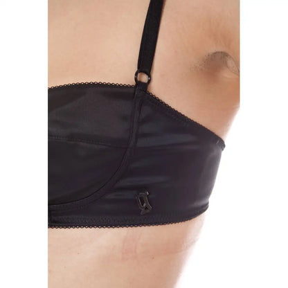 Sort John Galliano nero acetato women bra i sort satin med blondsøm og logo