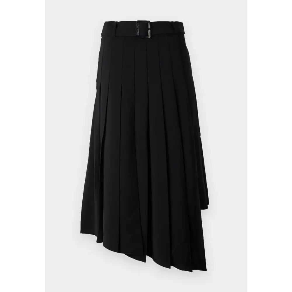 Karl Lagerfeld Gonna sort black pleated skirt med belte og sølvspænde, 100% originale brands