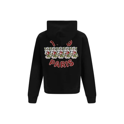 Kenzo sort sortsvante i sort bomuld med Paris-motiv og tigerbroderi