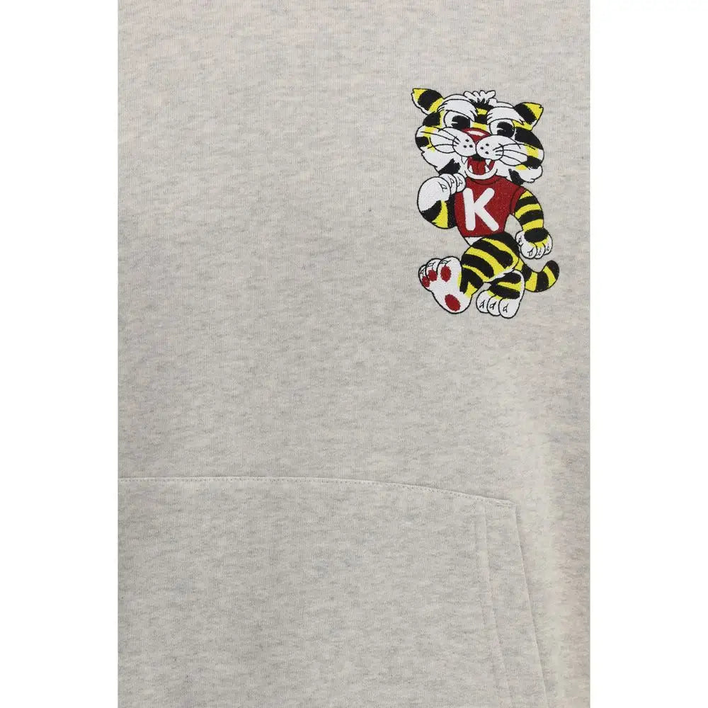 Grå Kenzo sweatshirt med tiger mascot, 100% originale brands