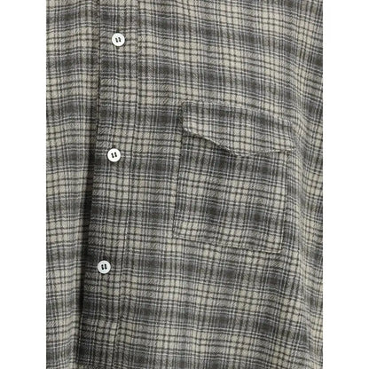 Magliano multicolor fleece wool pattern shirt in gray and white plaid with silver buttons