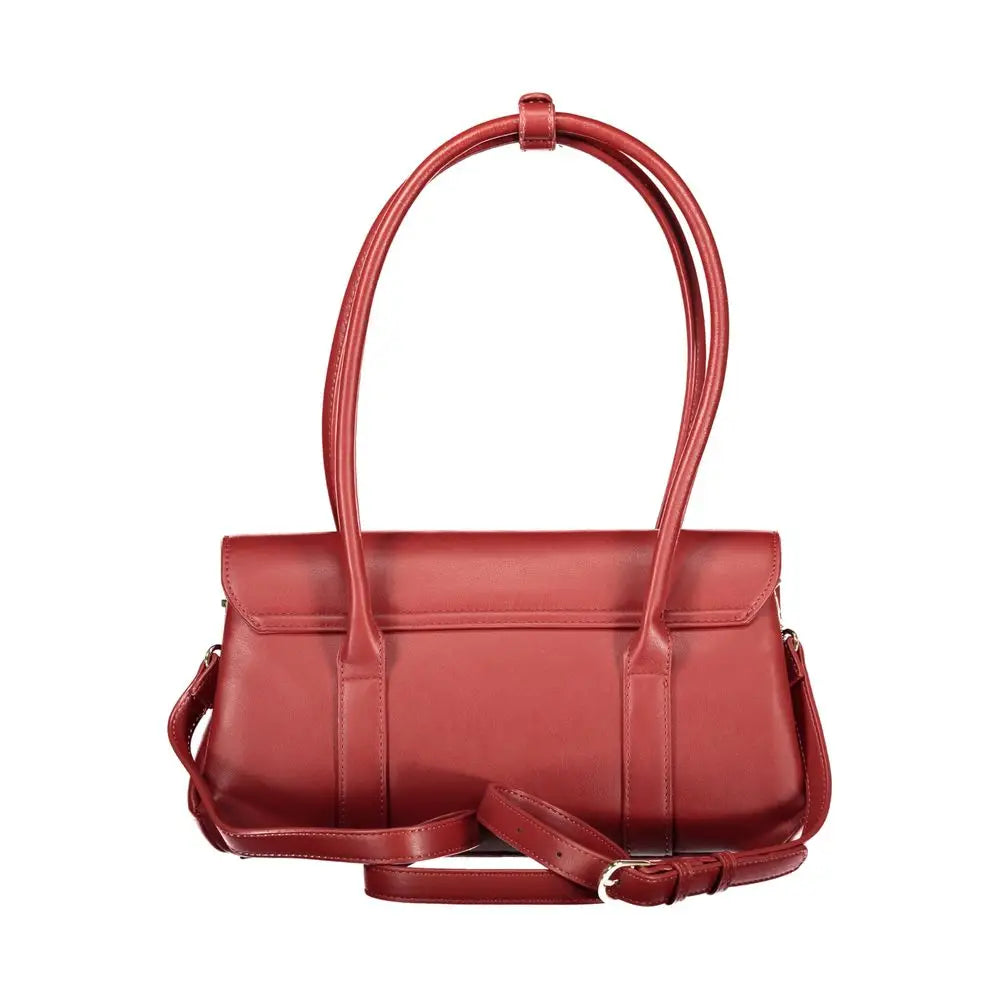 Sleek Mario Valentino Rosso Poliuretano red leather handbag with handles