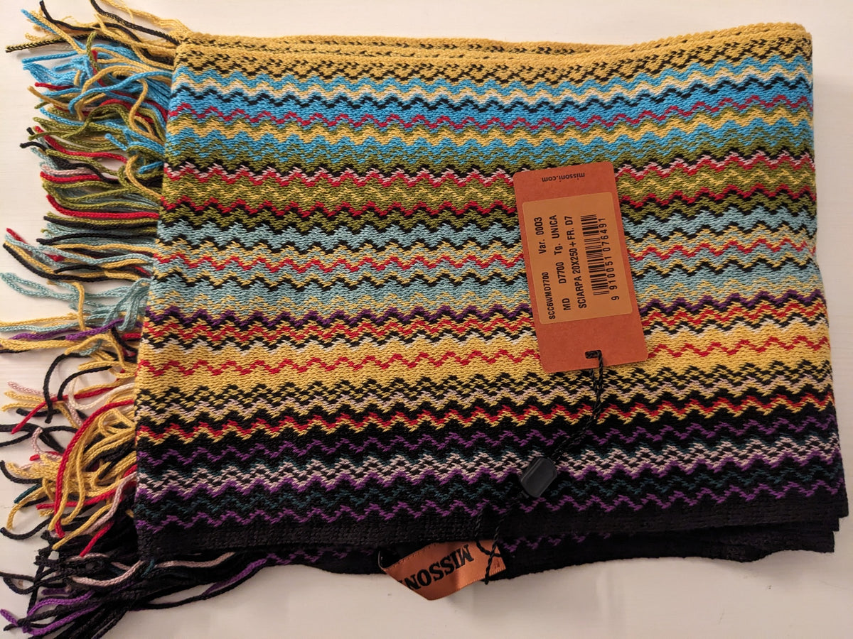 Missoni tørklæde med original mærkat SCC6WMD7700 og stregkode 9910051076491