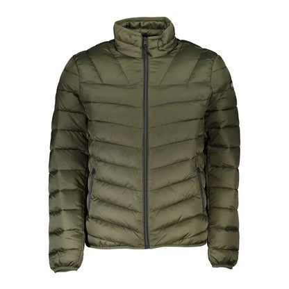 Napapijri green polyamide quilted puffer jacket med høj krave