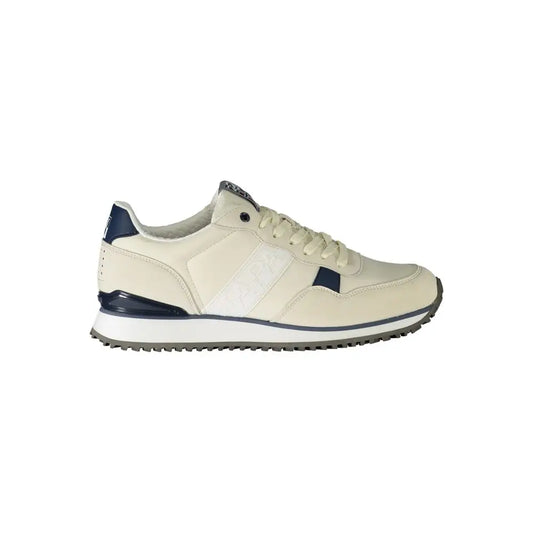Hvid Napapijri polyester sneakers med navy accenter, 100% originale