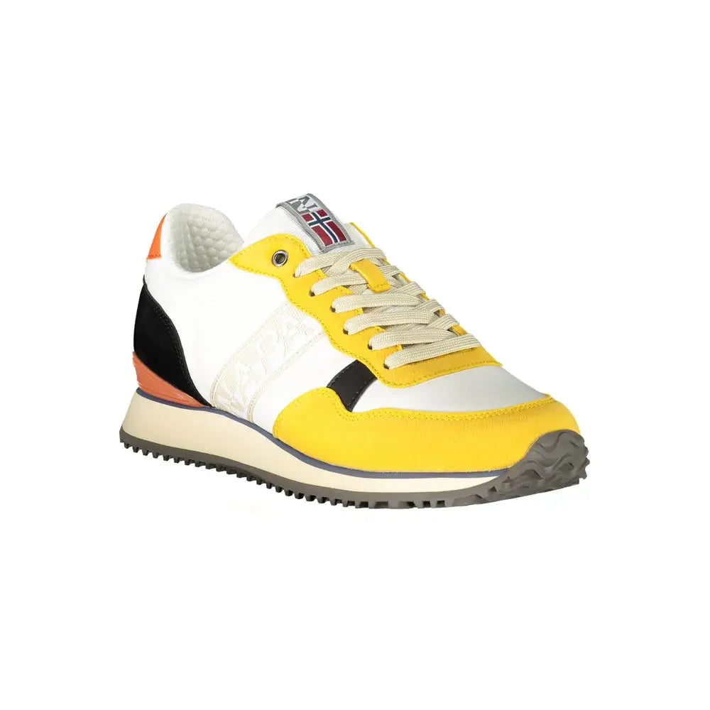 Napapijri gule polyester sneakers med Nokia-logo og quiltet design