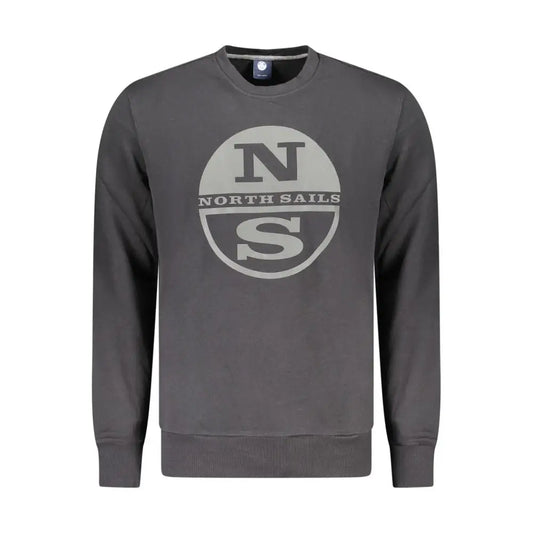 Sort sort langærmet crewneck sweatshirt fra North Sails med hvidt logo