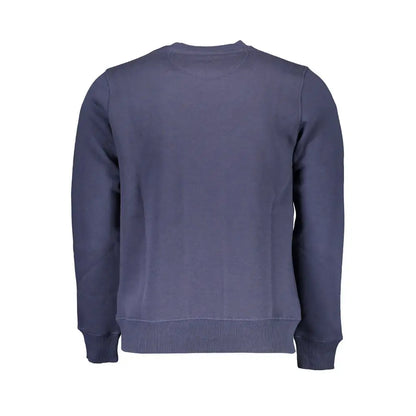 North sails blue cotton herresweater i marineblå med ribkantede manchetter og søm
