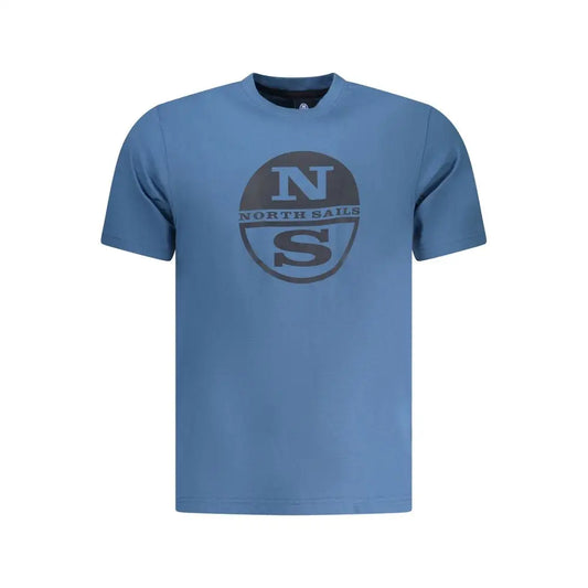 North Sails blå bomuld herret-shirt med NS-logo, 100% originale brands