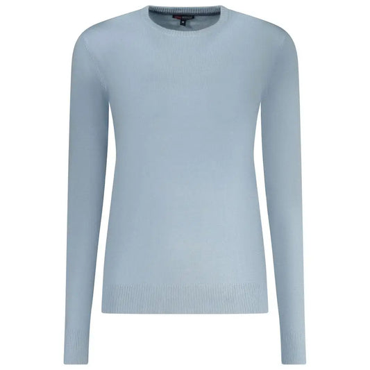 Blød lyseblå langærmet crewneck sweater i azzurro viscosa, 100% originale brands