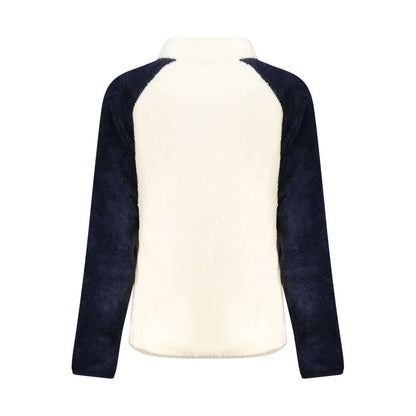 Hvid sweatshirt med creme fleece og navy ærmer, 100% originale brands