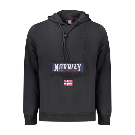 Sorte bomulds sweatshirt Norway 1963 med norsk flag og lomme