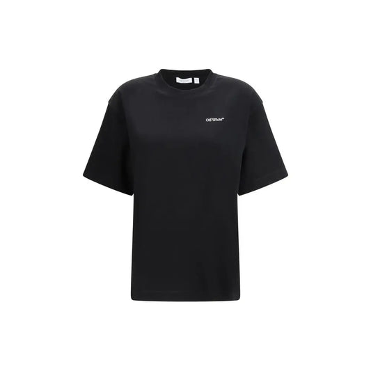 Minimalist Off-White logo on black cotton sportswear t-shirt