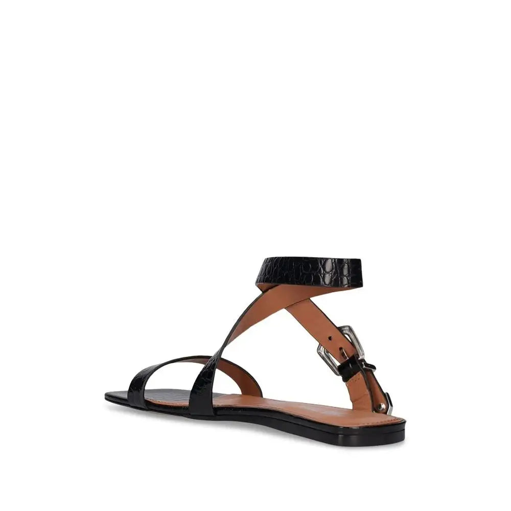 Paris Texas Black Calfskin Strap-On Sandals - Sandaler